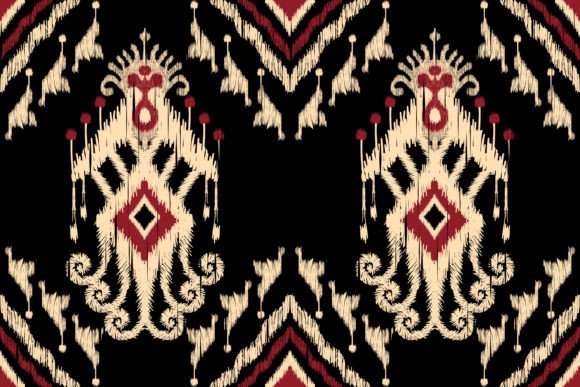 African Ikat Paisley Seamless Pattern
