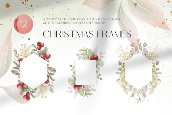 Christmas Floral Frames with Cranberry