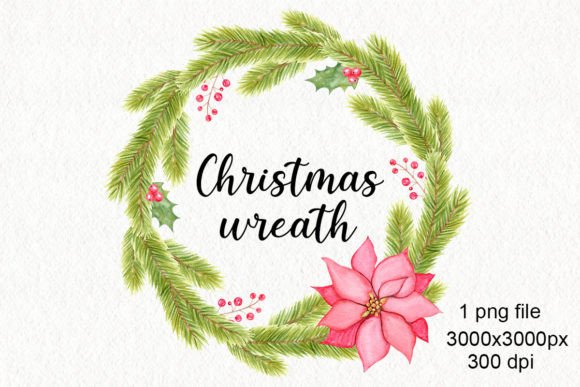 Christmas Poinsettia Wreath PNG