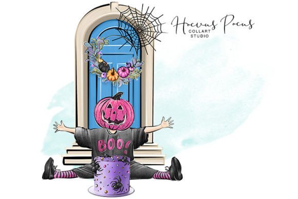 Halloween Clipart, Door Decoration and One of a Kind Hand Drawn Clipart Set
