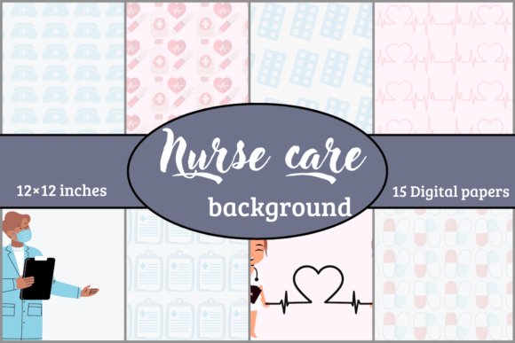 Nurse Care Backgrounds Digital Paper