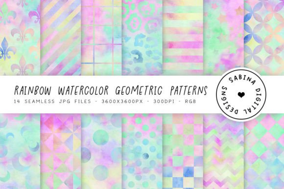 Rainbow Watercolor Seamless Patterns: A Versatile Design Choice for Creative Projects