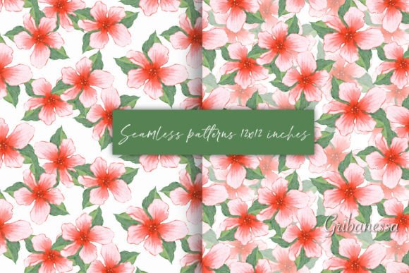 Red Flowers Watercolor Seamless Pattern