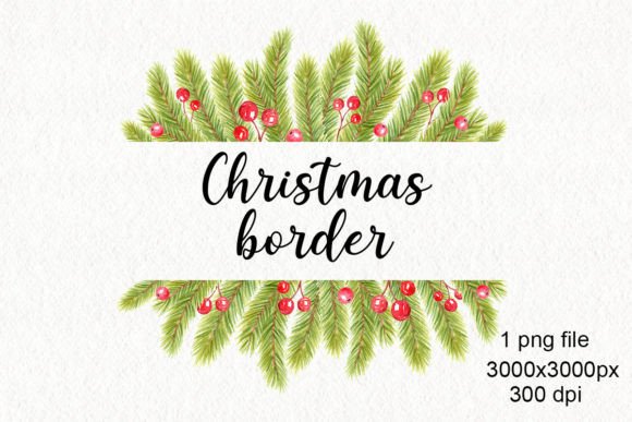 Watercolor Fir Border with Holly Png: A Versatile Design Element for Creative Projects